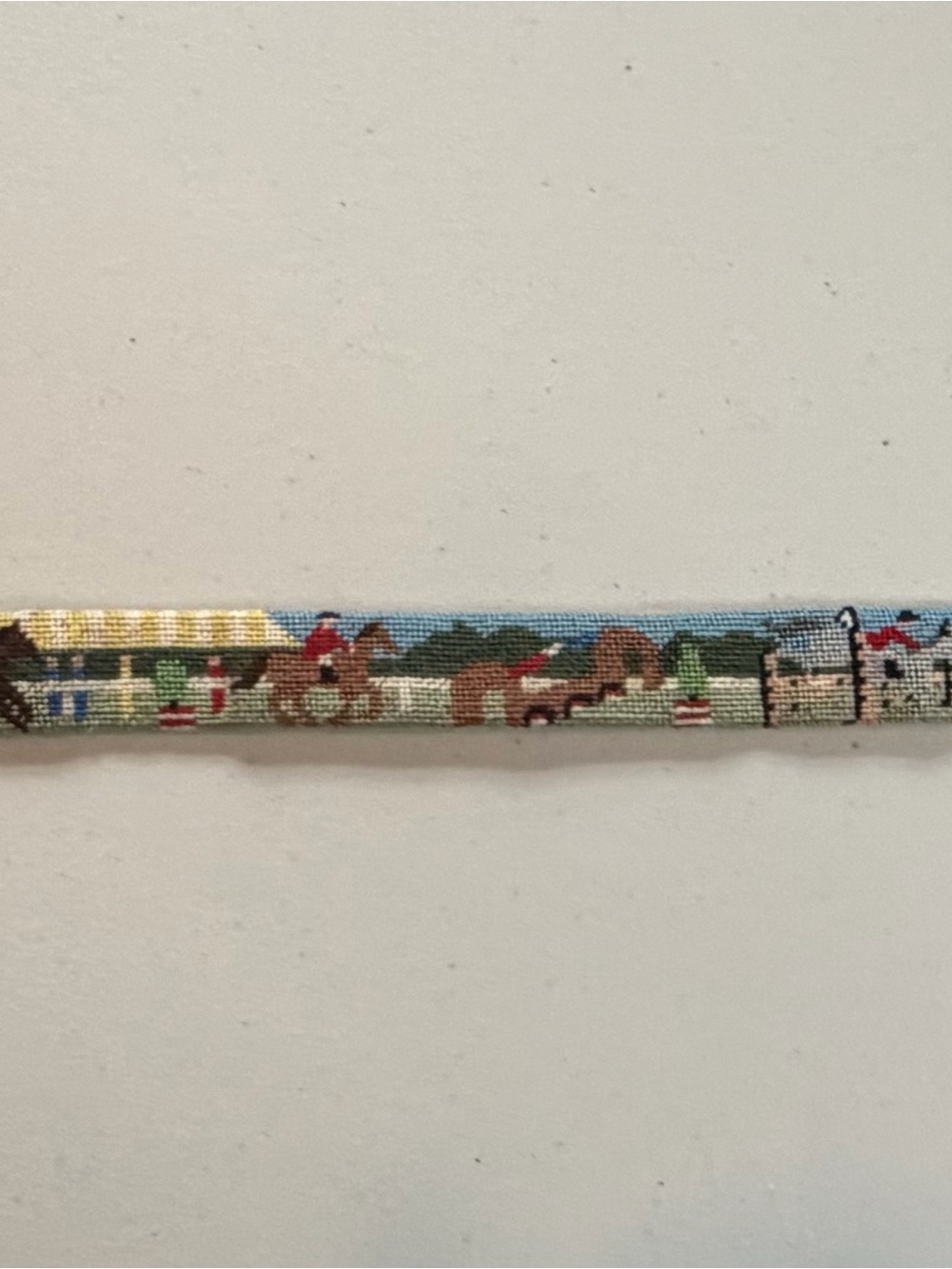 Custom Hand-Stitched Equestrian Needlepoint Belt - Size stamp 29